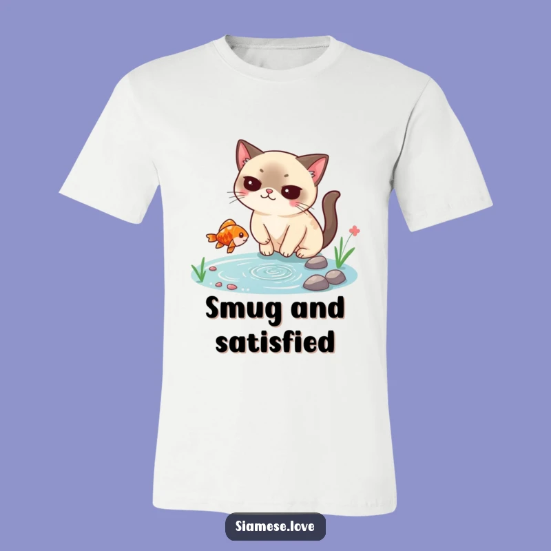 Funny Siamese Cat T-Shirt: Smug Fish Catcher, Hilarious Cat Lover Apparel