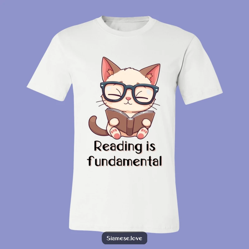 Funny Siamese Cat Upside Down Book T-Shirt - Quirky Reader Gift Apparel!