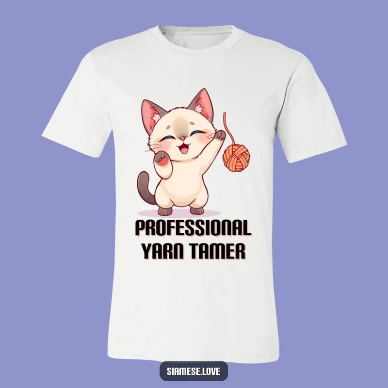 Funny Siamese Cat Yarn T-Shirt: Hilarious Cat Play Gift for All Occasion