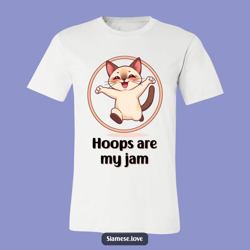 Funny Leaping Siamese Cat T-Shirt - Joyful Hoop Jump Tee, Awesome Funny Gift