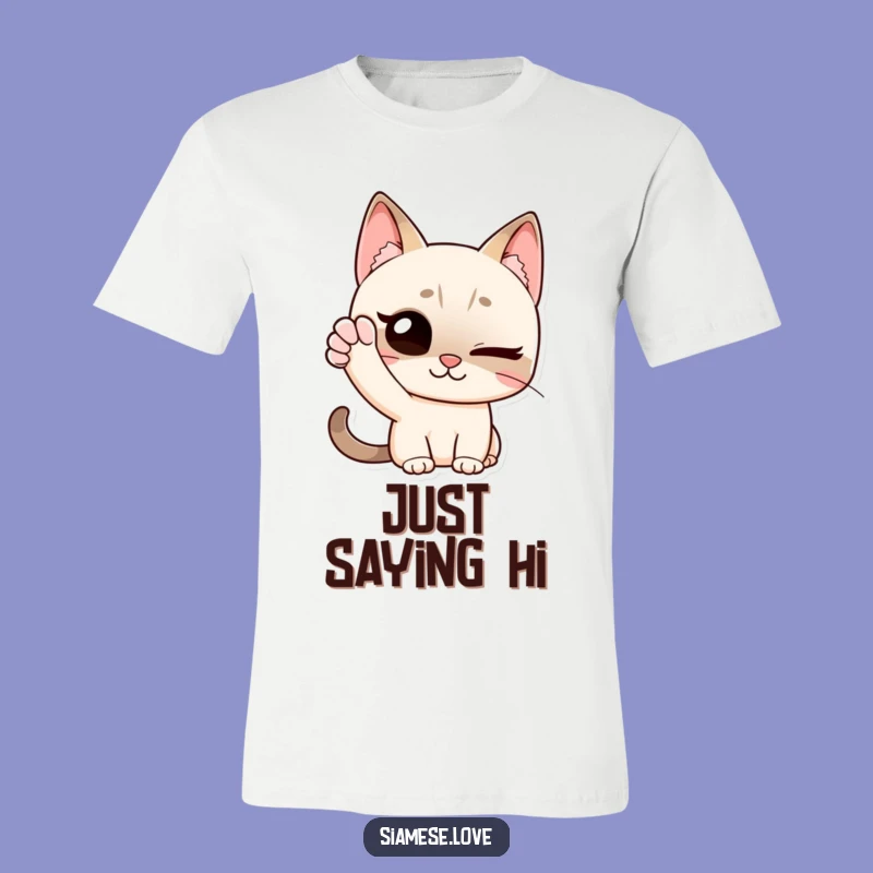 Funny Siamese Cat T-Shirt: Winking Wave Tee - A Hilarious Greeting Gift!