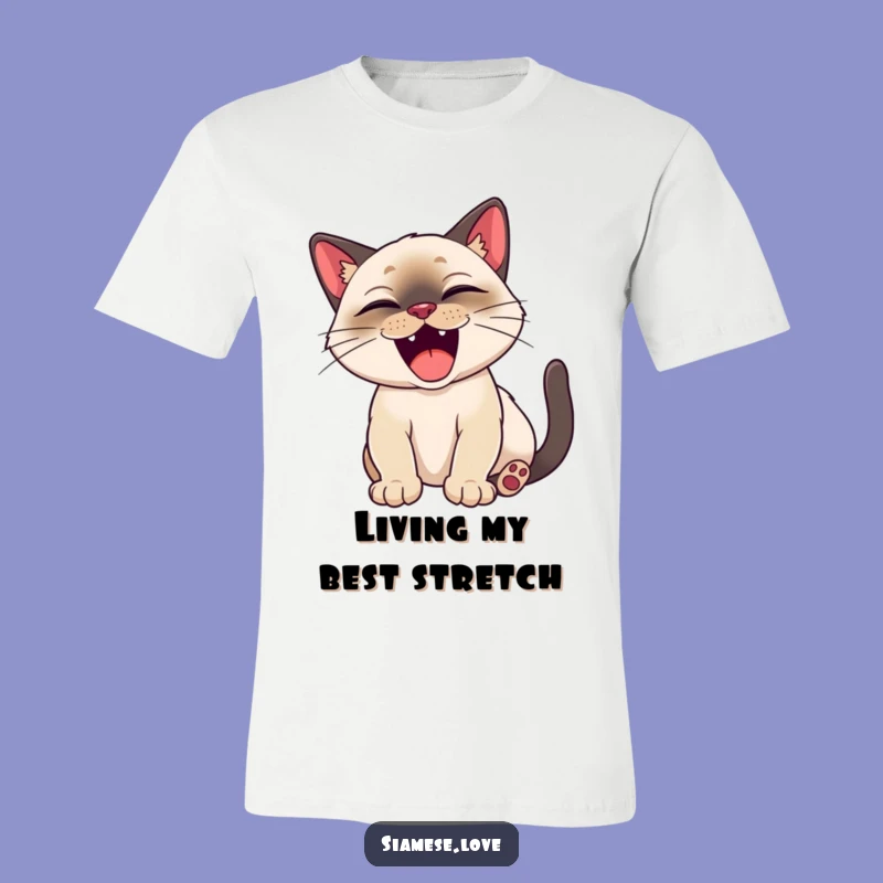 Funny Siamese Cat Yawn T-Shirt - Happy & Relaxed Funny Cat Gift!