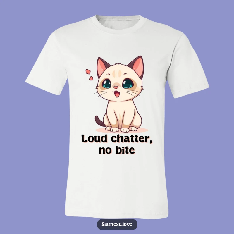 Funny Chattering Siamese Cat T-Shirt - Exaggerated Sound Bubble Tee