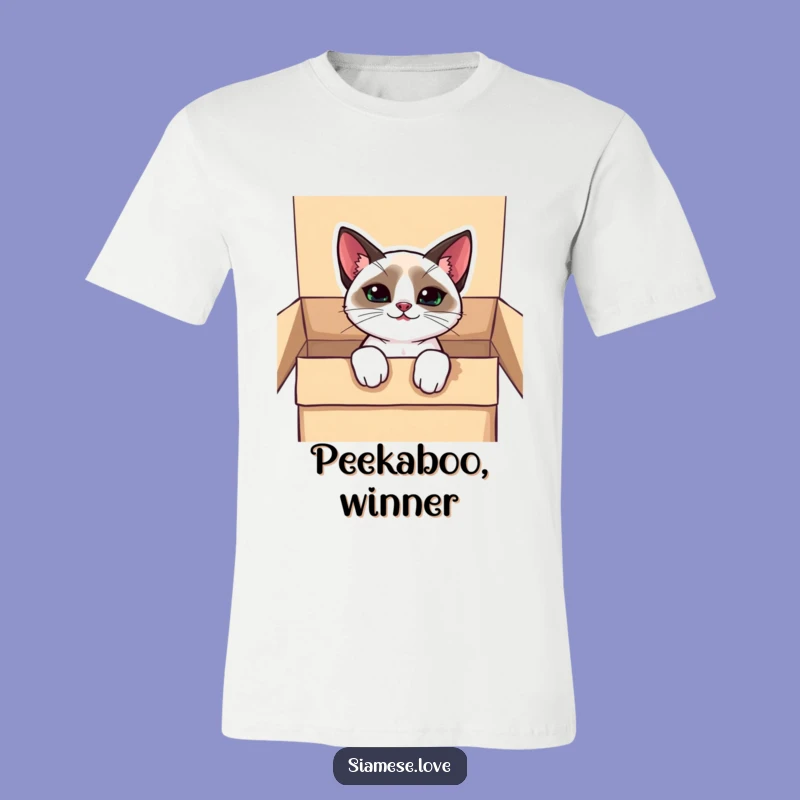 Funny Kawaii Siamese Cat Box T-Shirt - Mischievous Grin Gift for Cat Fans