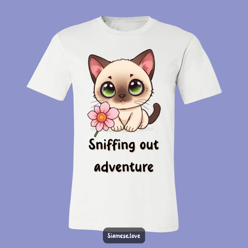 Funny Cat Flower T-Shirt - Kawaii Siamese Sniffer Tee, Hilarious Gift!
