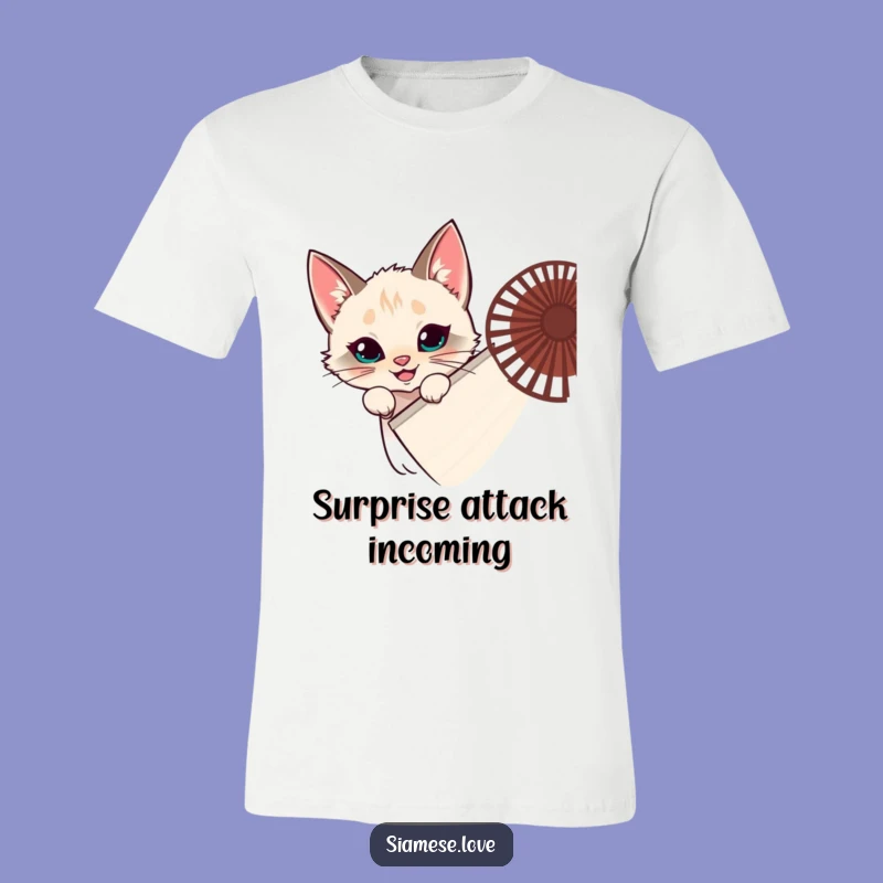 Funny Siamese Cat Fan Hideout T-Shirt - Mischievous Feline Prankster Tee!