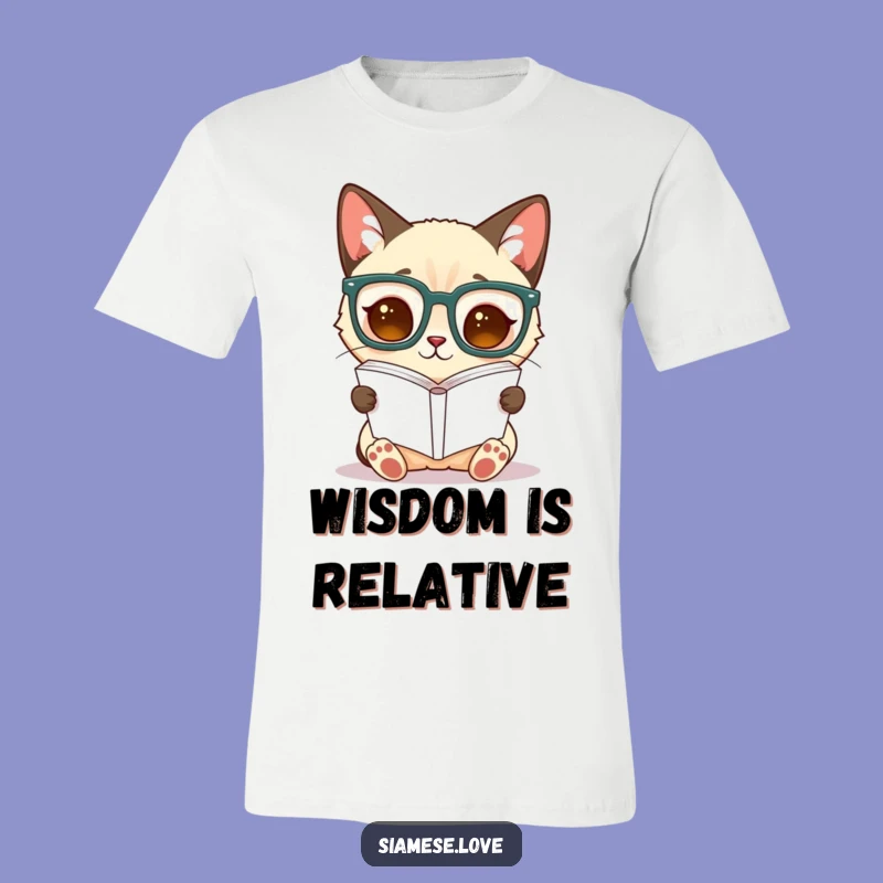 Funny Siamese Cat Glasses T-Shirt - Amusing Book Reader Tee