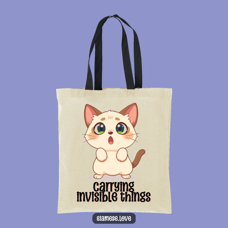 Funny Siamese Cat Tote Bag - Surprised Pounce Design, Practical Funny Gift