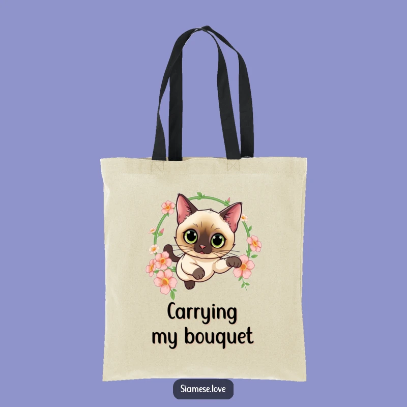 Funny Siamese Cat Flower Hoop Tote Bag - Elegant Cat Gift