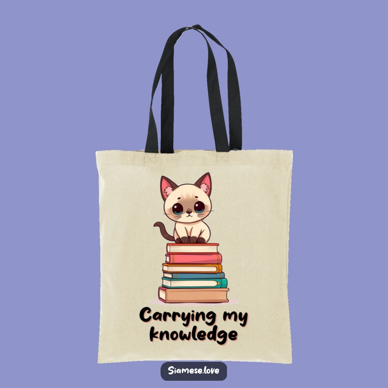 Funny Kawaii Siamese Cat Books Tote Bag: Carry Your Knowledge Wisely