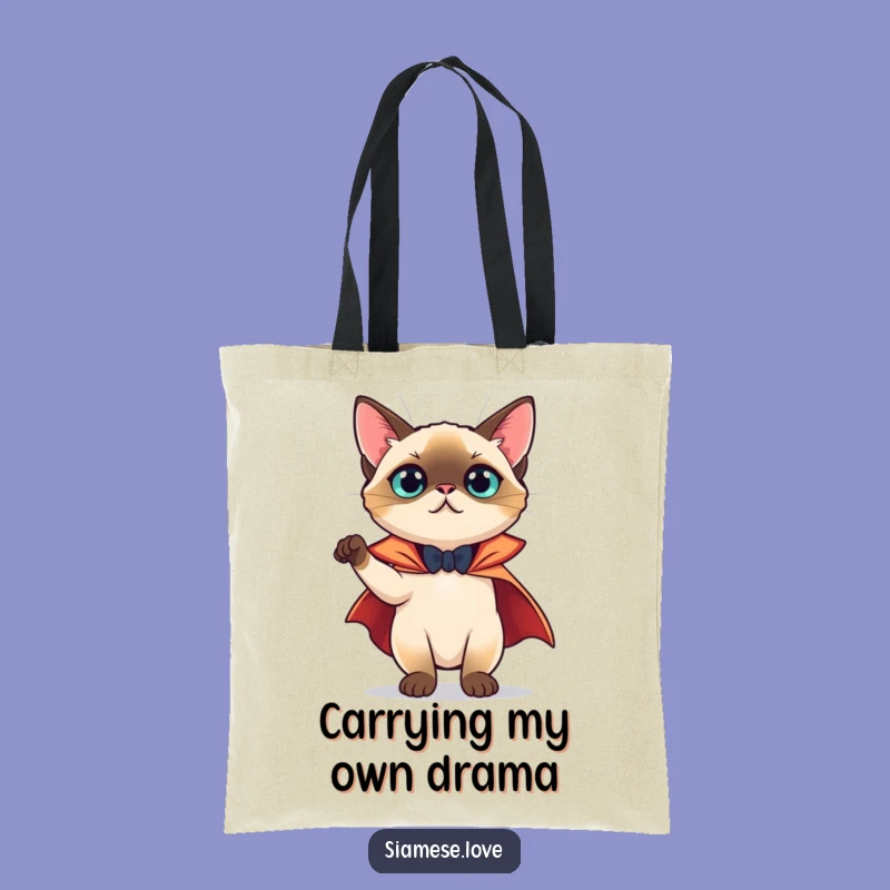 Funny Siamese Cat Cape Tote Bag - Theatrical Cat Accessory Gift