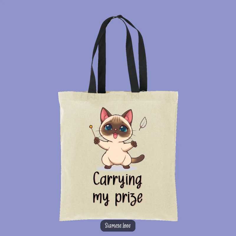 Funny Siamese Cat Feather Tote Bag - Stylish & Determined Cat Accessory!