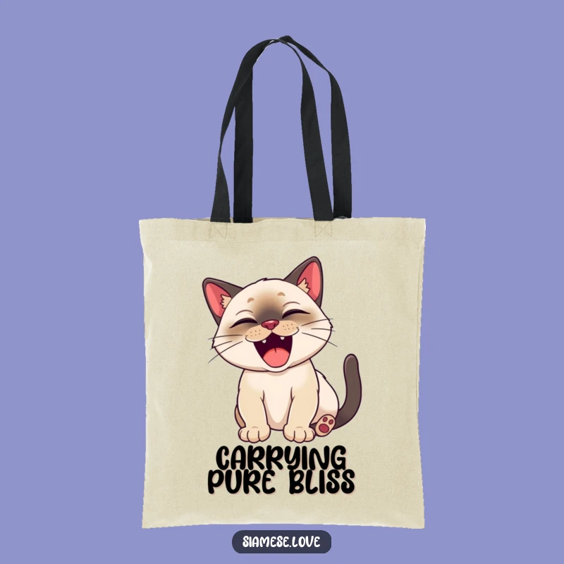 Funny Siamese Cat Yawn Tote Bag - Joyful & Relaxed Cat Accessory!
