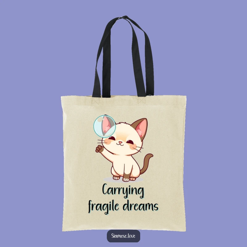 Funny Kawaii Siamese Cat Bubble Tote Bag - Playful Shopping & Gift