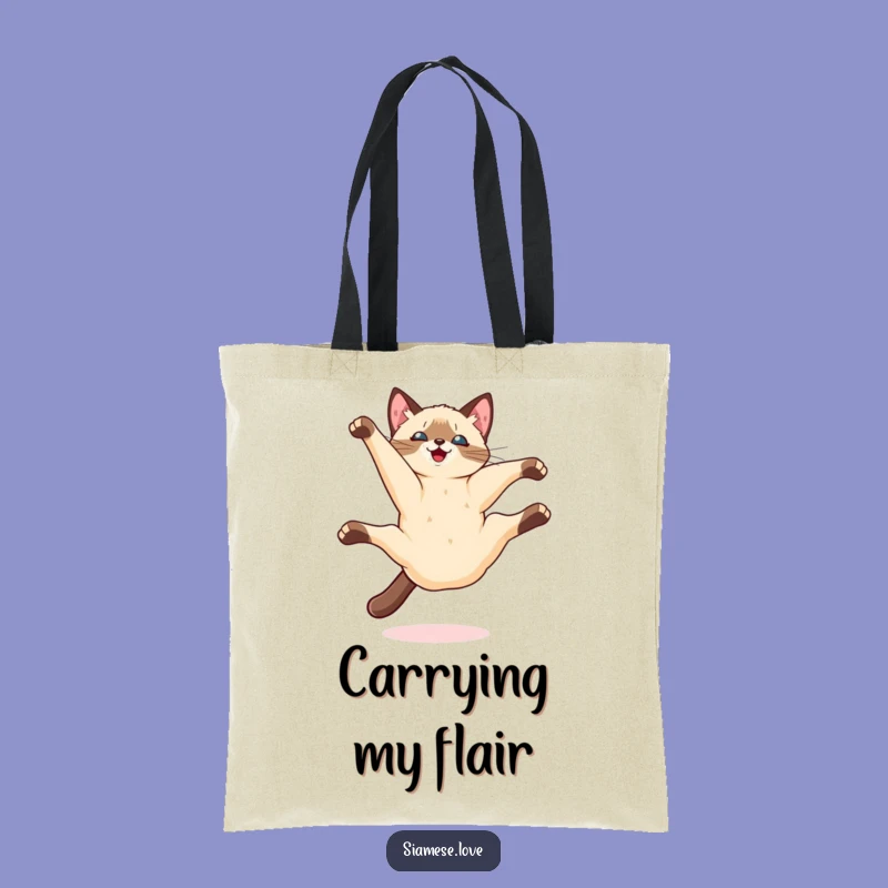 Funny Kawaii Siamese Cat Somersault Tote Bag: Carry Your Energy