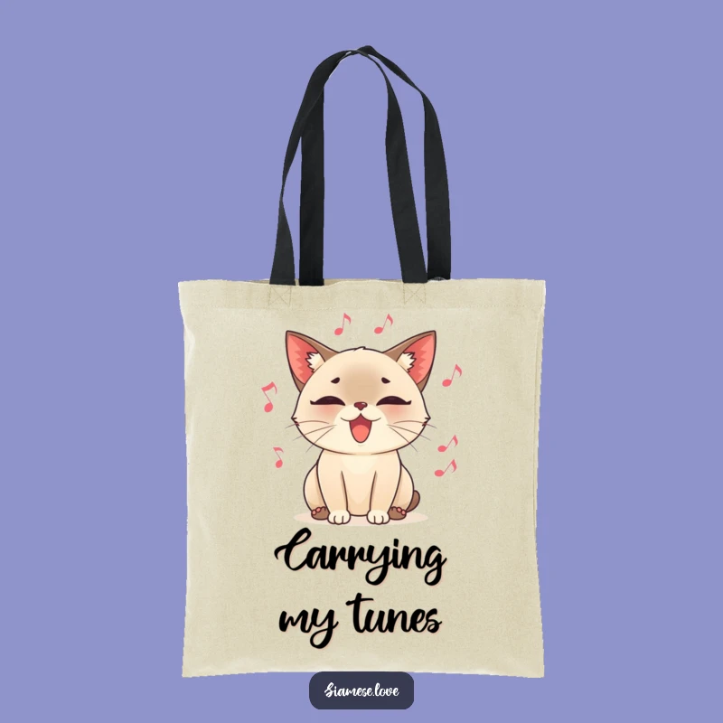 Funny Purring Cat Tote Bag, Musical Companion, Practical Humorous Accessory