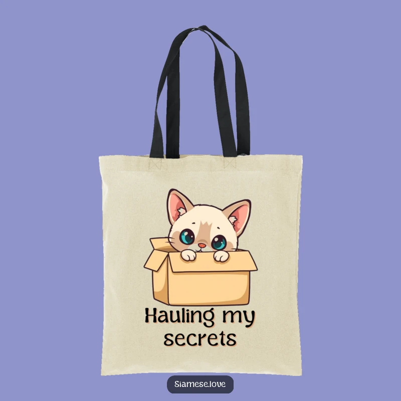 Funny Siamese Cat Box Tote Bag - Curious Cat Accessory Gift