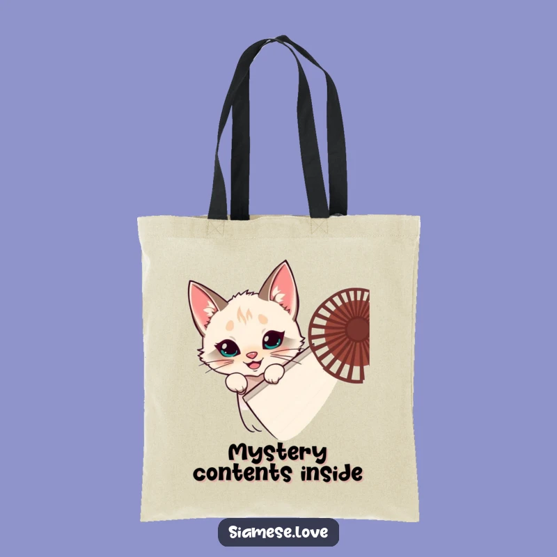 Funny Siamese Cat Fan Hideout Tote Bag - Mischievous Feline Accessory Gift!