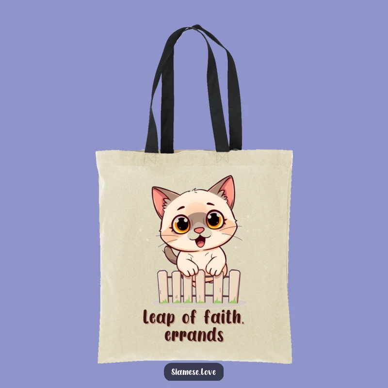 Funny Siamese Cat Jumping Fence Tote Bag - Practical & Hilarious Cat Gift!