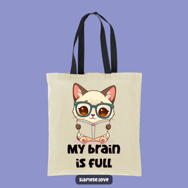 Funny Siamese Cat Tote Bag - Upside Down Book Lover's Carryall
