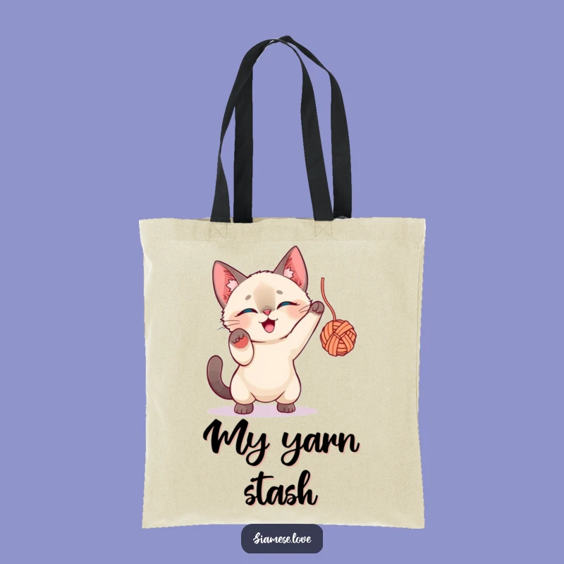 Funny Siamese Cat Yarn Tote Bag: Your Stylish and Hilarious Cat Accessory