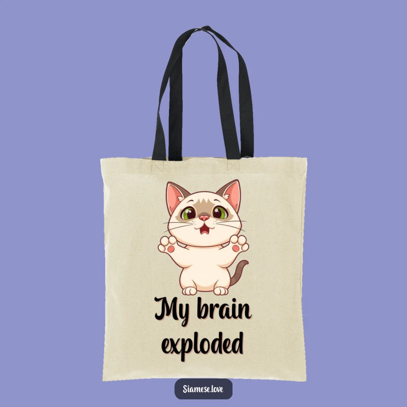 Funny Siamese Cat Tote Bag: Surprised Paws Up - A Hilarious Gift!