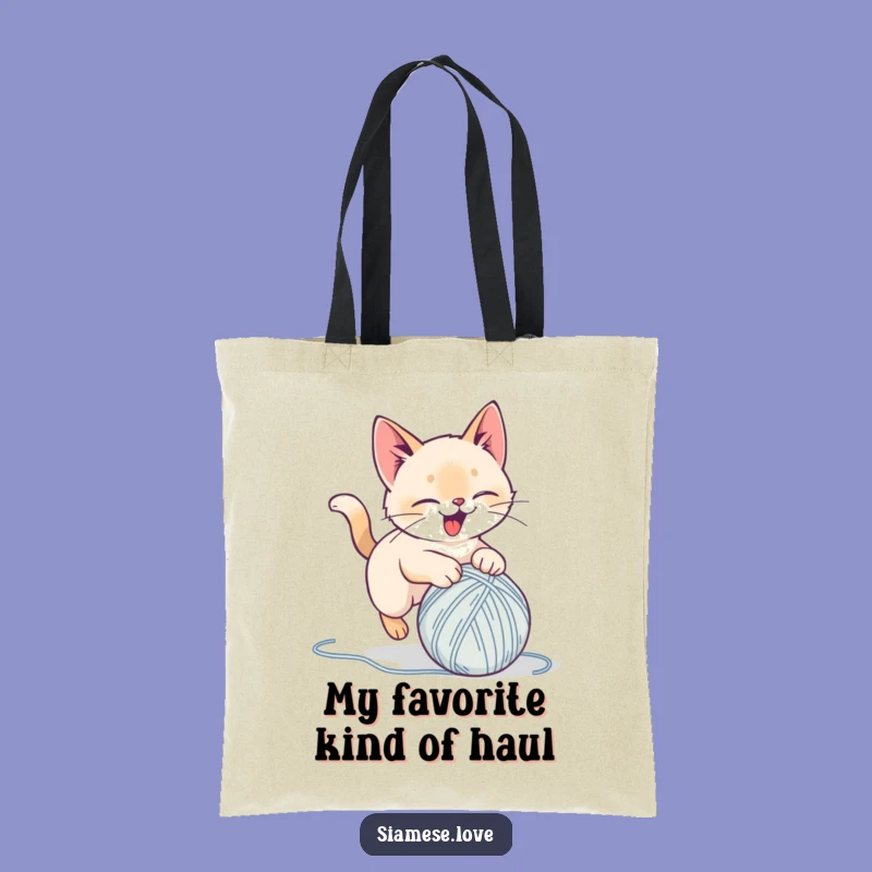Funny Siamese Cat Yarn Pounce Tote Bag: Carry Your Playfulness in Style
