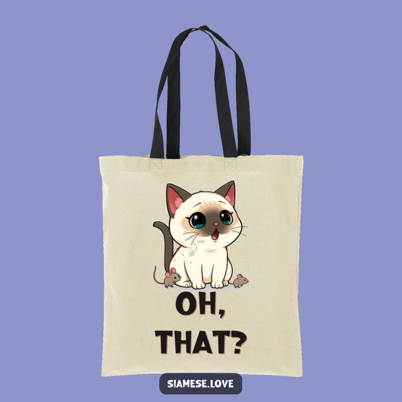 Funny Kawaii Siamese Cat Tote Bag: Shocked Pet Owner's Shopping Essential